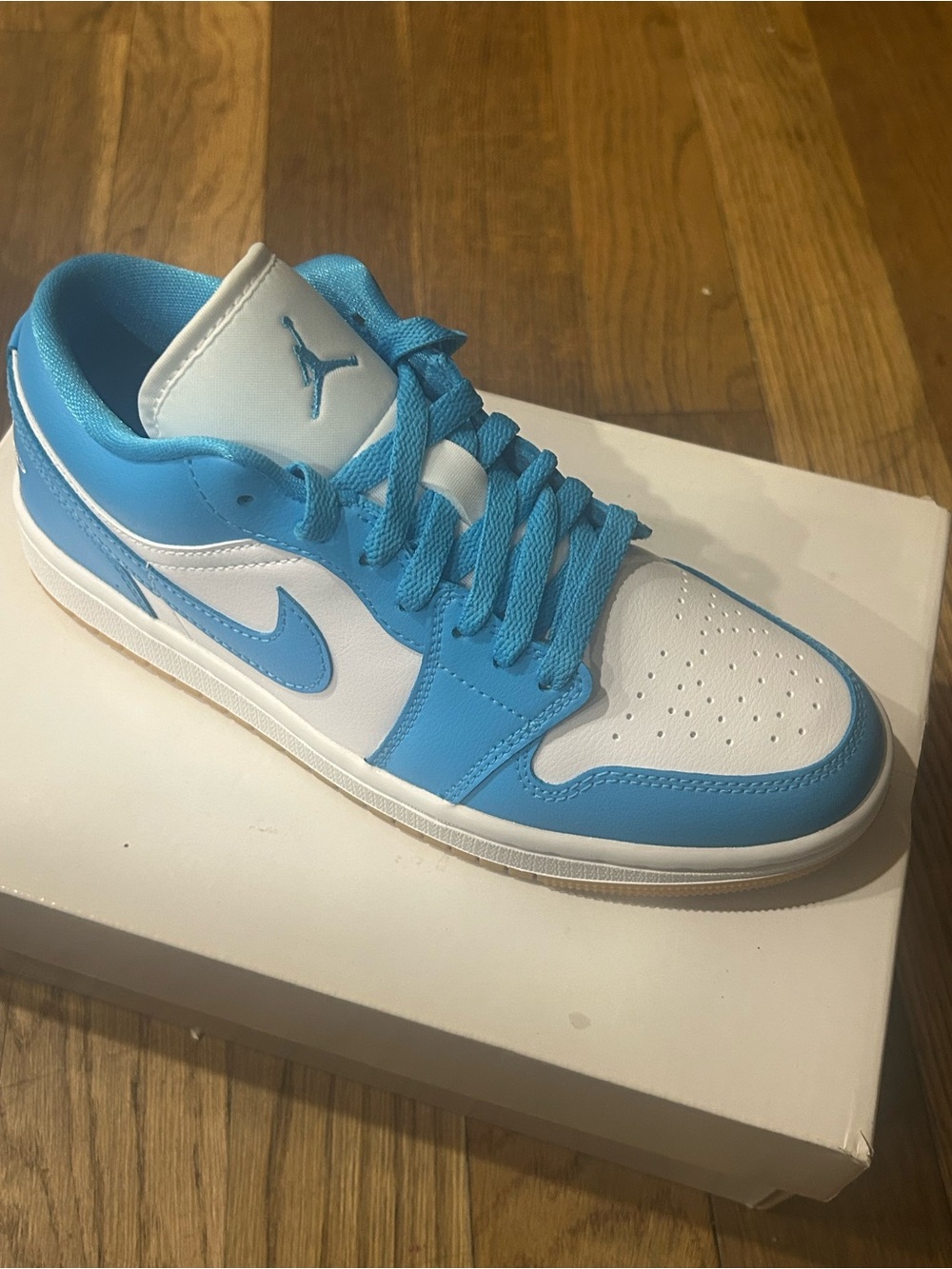 Jordan Low-Top Sneakers in White & Light Blue